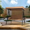 Pamapic 3-Person Metal Patio Swing with Canopy and Cushions - 4 of 4