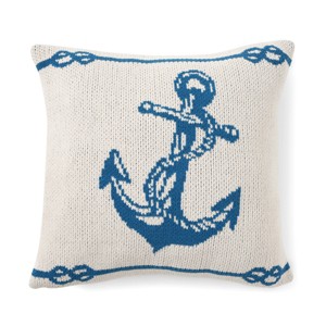Amelie Home Nautical Anchor Pattern Square Chenille Throw Pillow - 1 of 4