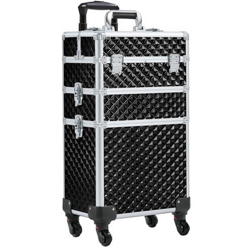 Rolling Lockable Makeup Train Case, Hairdressing Trolley, Beauty Salon  Cosmetic Luggage, Travel Storage Box, Large-Capacity Tool Box, Black 