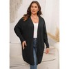 Coolmee Womens Plus Size Cardigan Long Sleeves Mid Length Knit Sweater Open Front Casual Coat With Pockets - 3 of 4
