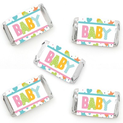 Big Dot of Happiness Colorful Baby Shower - Mini Candy Bar Wrapper Stickers - Gender Neutral Party Small Favors - 40 Count