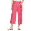 Collections Etc Side Embroidered Lace Capris Cotton Pants - 2 of 4