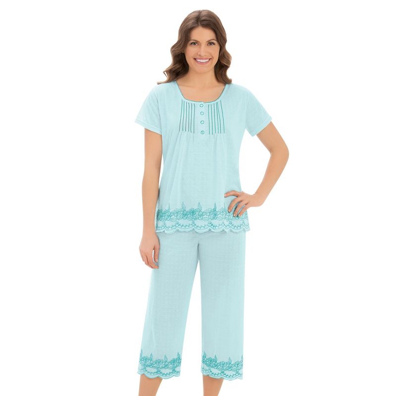 Collections Etc Embroidered Border Pajama Set, 2 of 5