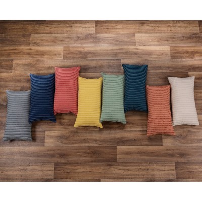 Beige Rectangular Woven Cotton Lumbar Pillow
