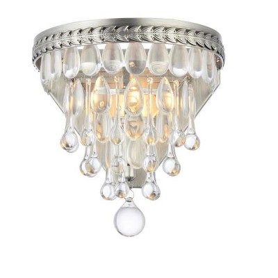 Elegant Lighting Nordic 1 light Antique Silver Wall Sconce Clear Royal Cut Crystal