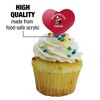 Youngstown State Penguins Logo Heart Love Cupcake Picks Toppers Decoration Set of 6 - 3 of 4