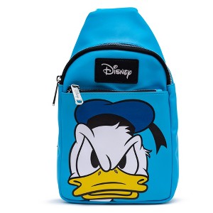 Disney Bag, Sling, Donald Duck Face Close Up, Blue, Bounding, Vegan Leather - 1 of 4