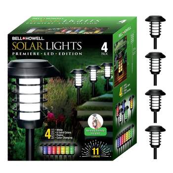 Bell + Howell Solar Powered Pathway Lights with Remote - Pack of 4