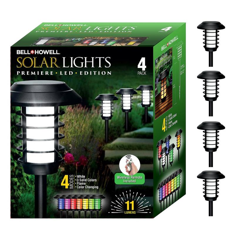 Bell + Howell Solar Powered Pathway Lights with Remote - Pack of 4, 1 of 5