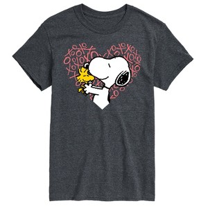 Men's - Peanuts - Snoopy Woodstock Xo Heart Short Sleeve Graphic T-Shirt - 1 of 4