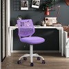 FurnitureR Desk Chair Armless Cute, Armless Small Computer Study Task Chair Adjustable Swivel Low Back with Rolling Wheels for Teens Students, PURPLE - 2 of 4