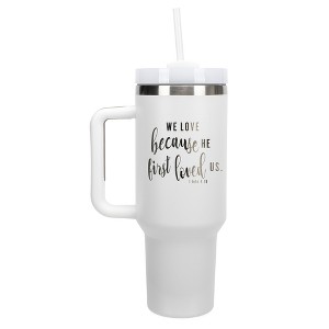 Elanze Designs We Love Because He First Loved Us Faith 40 oz. Stainless Steel, Large Water Bottle Coffee Mug, Spill & Leak Resistant, Thermal Travel - 1 of 1