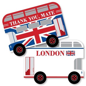 Big Dot of Happiness Cheerio, London - Shaped Thank You Cards - British UK Party Thank You Note Cards with Envelopes - Set of 12 - 1 of 4