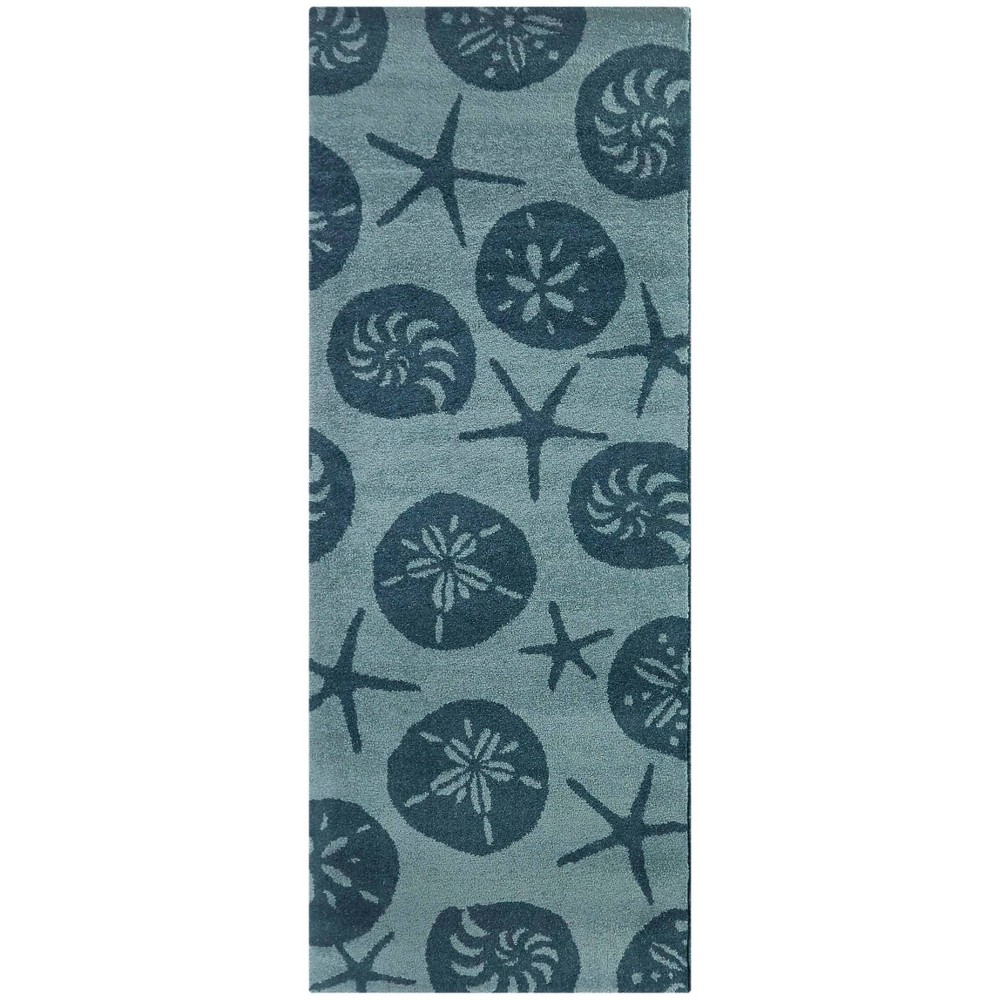 Photos - Doormat 2'7"x7' Stafford Coastal Animal Print Rug Blue - Balta Rugs
