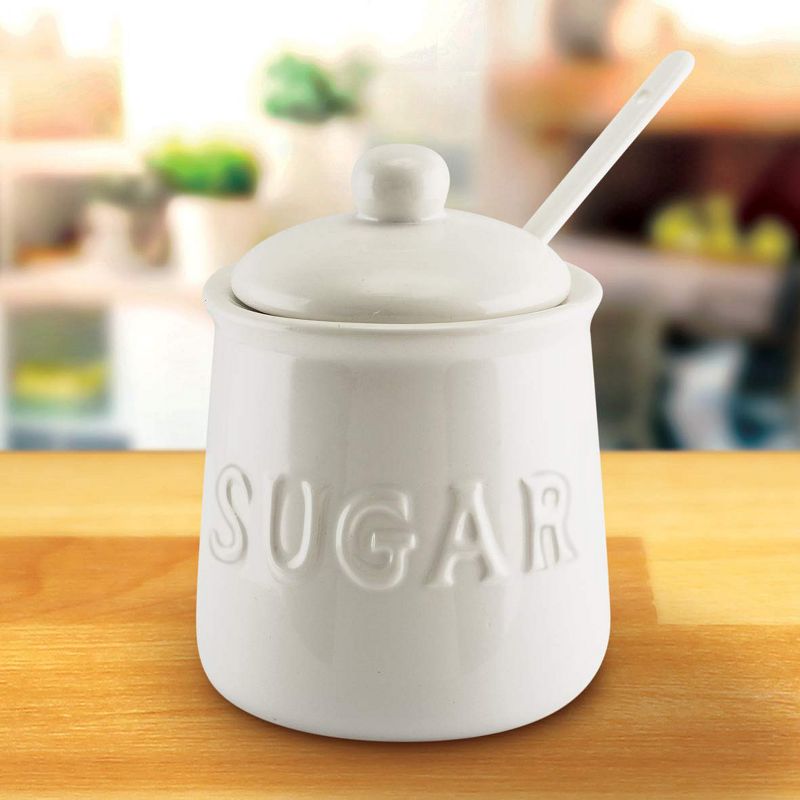 Kovot 16 oz Ceramic Sugar Jar & Spoon Set | White, 4 of 7