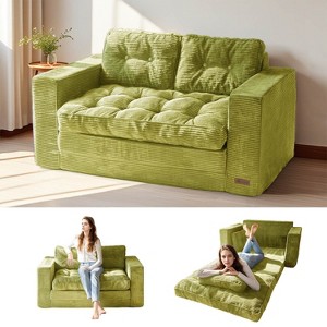 MAXYOYO Convertible Sofa Bed, Pull Out Loveseat Sleeper Sofa, 2 in 1 Folding Couch Bed - 1 of 4