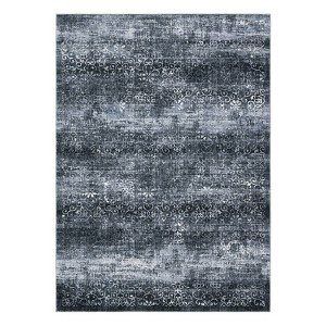 6'x9' Washable Chenille Floral Bedroom Living Room Rugs, Non Slip Stain Resistant Large Dining Room Rugs, Retro Accent Home Decor Carpet, Black/Grey - 1 of 4