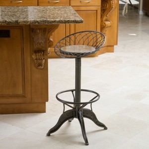 2 pcs Wood 29 Inch Saddle BarStool Entertaining with Metal Frame-Christopher Knight Home - 1 of 4