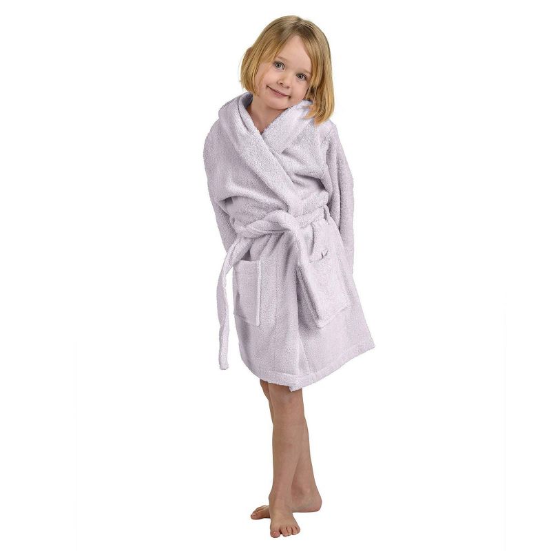 100% Cotton Ultra-Soft Terry Lightweight Kids Unisex Hooded Bathrobe by Blue Nile Mills, 2 of 4