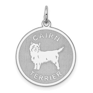 Black Bow Jewelry Sterling Silver Laser Etched Cairn Terrier Dog Pendant, 19mm - 1 of 4