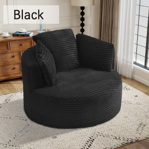 Hrinhom 48.8"W Compressible Round Chair, with Pillows, Corduroy - 1 of 4