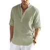 COOFANDY Men's Casual Beach Cotton Linen Henley T-Shirts Army Green XXL - 4 of 4