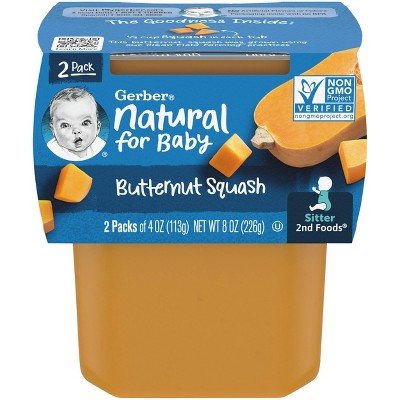 Gerber Sitter 2nd Foods Butternut Squash Baby Meals Tubs - 2ct/8oz
