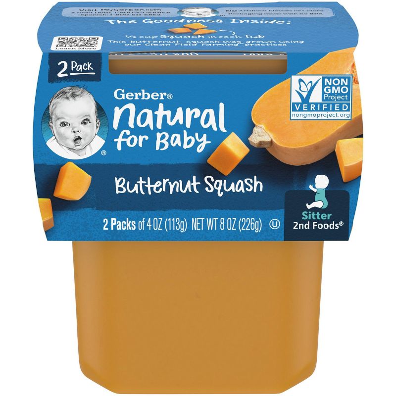 Gerber Sitter 2nd Foods Butternut Squash Baby Meals Tubs - 2ct/8oz, 1 of 11