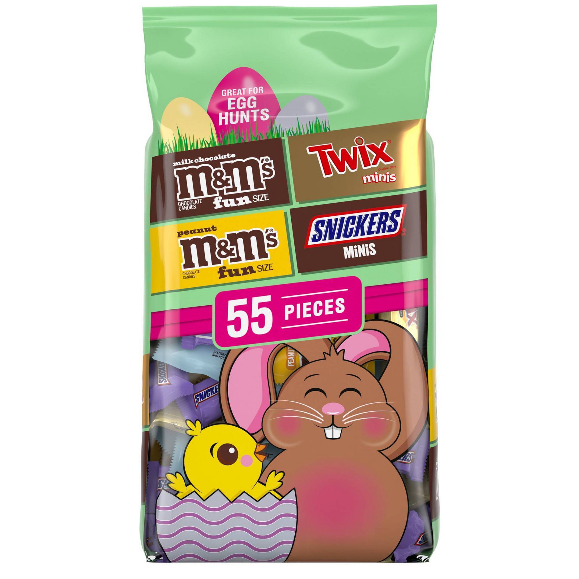 Mars Snickers Twix Mini And Fun Size Milk Chocolate Individually Wrapped Easter Candy Variety 22.11Oz 55Ct