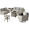 Marlton 9pc Wicker Outdoor Fire Pit Patio Furniture Set Conversation Sofa with a Swivel Chair and Cushions - 2 of 4