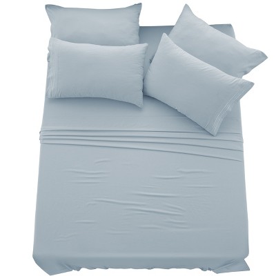 6 Piece Bed Sheet Set Ultra Soft Brushed Microfiber Solid Sheets with Pillow Cases - Lux Decor Collection