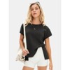 EXLURA Womens Summer Oversized Tops Short Sleeve Crewneck Waffle Shirts Casual Blouses - 3 of 4