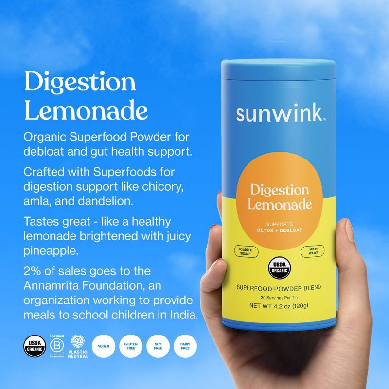 Sunwink Digestion Lemonade Vegan Superfood Powder, 4 of 12
