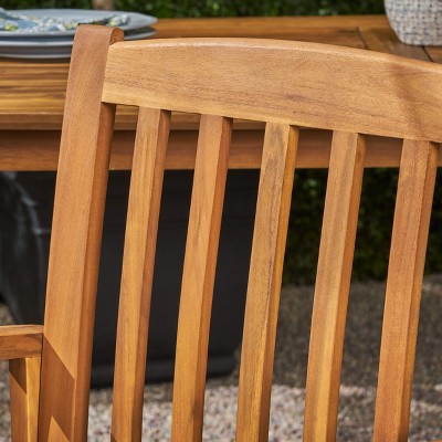 Acacia Wood 6-Seater Outdoor Dining Set with Cream Cushions