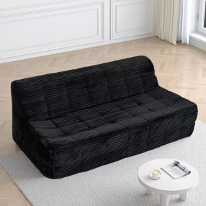 Beige Corduroy 3-Seater Sofa with Full Sponge Compression, Modern Minimalist Design, Space-Saving Comfort - 1 of 4