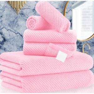 Pink Towels - 100 Cotton, Soft, Quick Dry, 6 - Piece Set, Bath Towels (30 X 56 Inches) Hand Towels (18 X 28 Inches) Washcloths (13 X 13) - 1 of 4