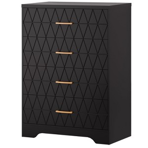GustoWave Wood Triangle Pattern Dressers with 5 Drawers, Modern Bedroom Chest of Drawers with Gold Handles, Wooden Tall Nightstand - 1 of 4