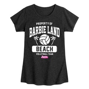 Girls' - Barbie - Property of Barbie Land Beach Volleyball Team Fitted Short Sleeve Graphic T-Shirt - 1 of 4