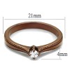 Slickblue Women's Engagement CZ Ring – Clear Round Stone, Beaded Edge on Coffee Light Stainless Steel Band – Sizes 5–10 - 2 of 4