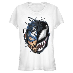 Juniors Womens Marvel Captain America Venom Mask Symbol T-Shirt - 1 of 3