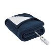 ETL certified 100% polyester Electric Blanket Solid Fleece to Faux-Shearling Heated Blanket - 3 of 4