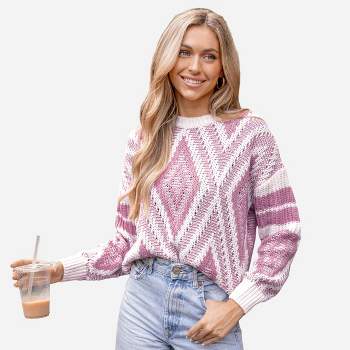 Women's Diamond Stitched Drop Sleeve Sweater - Cupshe