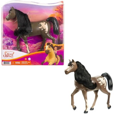 Spirit Untamed 8" Herd Horse, Moving Head, Bay Pinto with Long Black Mane and Playful Stance