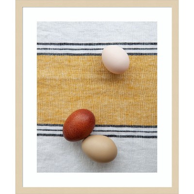 Amanti Art Eggs on Ochre Napkin by Tania Soderman Wood Framed Wall Art Print