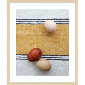 Amanti Art Eggs on Ochre Napkin by Tania Soderman Wood Framed Wall Art Print - 1 of 4