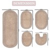 Double Ruffle Bathroom Rugs Set, Washable Rug, Extra Soft and Absorbent bath Rug, Kitchen Mat, Bath Mat Set,Non-Slip, 5 Pcs Set with Contour, Linen - 3 of 4