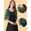 Allegra K Women's Elegant 3/4 Sleeve Sheer Floral Lace Cropped Bolero Shrugs - 2 of 4