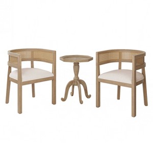 Christopher Knight Home Layla 3 Piece French Country Upholstered Seating Set Beige/Light Ash - 1 of 4