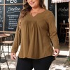 Agnes Orinda Women's Plus Size Long Sleeve V Neck Pleated Fall Casual Tunics Blouses - 2 of 4