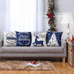 4 Pcs Christmas Pillow Covers - Holiday Cushion Covers, Christmas Decoration Pillows, Festive Pillowcases, Christmas Home Decor - 1 of 4